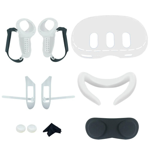 10-in-1-Silikonhülle, VR-Shell-Abdeckung, Controller-Abdeckung für Meta Quest 3 (weiß)