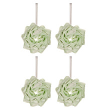 4 Badekugeln mit Blasennetz und Lotusblüte, Badekugeln mit Blumenmotiv, Badetücher mit schönen Blumenmotiven, Grün