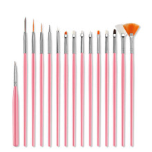 15-teiliges Nagelkunst-Pinsel-Set, Nagelkunst-Malerei, DIY-Nagelkunst, Pink
