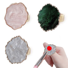 3-teilige Nagelkunstpaletten aus Kunstharz mit verstellbaren Fingerringen, zum Zeichnen von Nagelfarbpaletten, Nagelkunstwerkzeug-Stil2