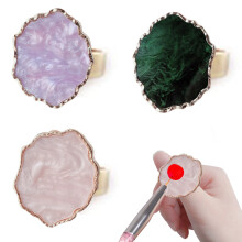 3-teilige Nagelkunstpaletten aus Kunstharz mit verstellbaren Fingerringen, zum Zeichnen von Nagelfarbpaletten, Nagelkunstwerkzeug-Stil3