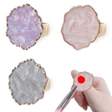 3-teilige Nagelkunstpaletten aus Kunstharz mit verstellbaren Fingerringen, zum Zeichnen von Nagelfarbpaletten, Nagelkunstwerkzeug-Stil4