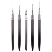 5-teiliges Nailart-Pinsel-Set, Nailart-Pinsel für Gel-Nagellack, Nagelzeichenstifte mit Metallgriff - Stil 2