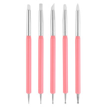 5-teiliges Nailart-Punktierwerkzeug, Stift, Doppelkopf, Schnitzstift, Nagel-Silikonbürsten-Set, Orange/Rot