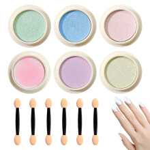 6-teiliges Nagelpulver-Set, 6 Farben, Nagelpulver, Nageleffekt für Nageldekoration, Salon, Zuhause, DIY-Style1