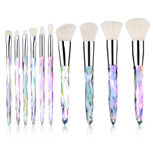 10-teiliges Make-up-Pinsel-Set, transparenter Kristallgriff, Foundation-Pinsel, Concealer-Lidschattenpinsel, Weiß