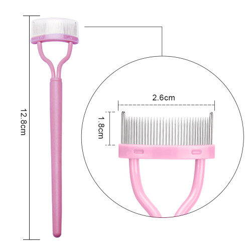Wimpernkamm, Wimperntrenner mit Kammabdeckung, Beauty-Tools, Rosa 1