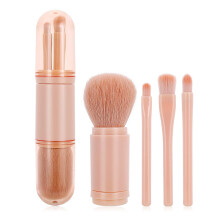Make-up-Pinsel-Set, 4-in-1, tragbarer Lippenpinsel für unterwegs, Highlighter-Pinsel, Lidschattenpinsel, Pinsel für losen Puder – Hautfarbe
