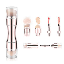 4-in-1-Make-up-Pinsel-Set, Lidschatten, Lippenstift, Rouge, Foundation-Pinsel, Mini-Make-up-Pinsel für unterwegs, Roségold