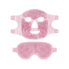 Kühlende Eis-Gesichtsaugenmaske zur Reduzierung von Schwellungen, Schmerzlinderung, Migräne, Heiß-/Kaltpackung mit weicher Plüschrückseite, Rosa