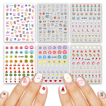 6 Stück Nagelaufkleber für Kinder, Geburtstagsparty für Mädchen, DIY-Aktivität zu Hause, Geschenk, süße Nagelaufkleber, Stil 4