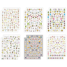 12 Stück Ostern Nail Art Aufkleber Aufkleber Osterei Huhn Hase Dekorationen für Mädchen Kinder-Style3