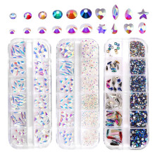 3 Boxen Strasssteine für Nägel, Nagelsteine mit Kristallen, Strasssteine, Nagelkunstzubehör - Stil 4