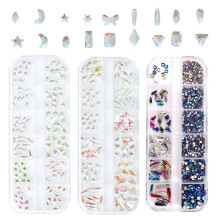3 Boxen Strasssteine für Nägel, Nagelsteine mit Kristallen, Strasssteine, Nagelkunstzubehör - Stil 2