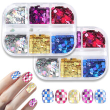 quadratische Glitzer-Pailletten für Nagelkunst, rechteckige Glitzerflocken, Design für Nageldekorationen für Mädchen