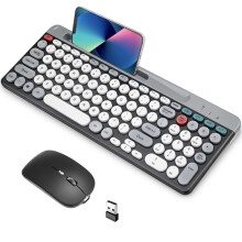 2,4 GHz BT 2-modus toetsenbord-muiscombinatie met telefoonhouder voor Mac/iOS/Android/Win7