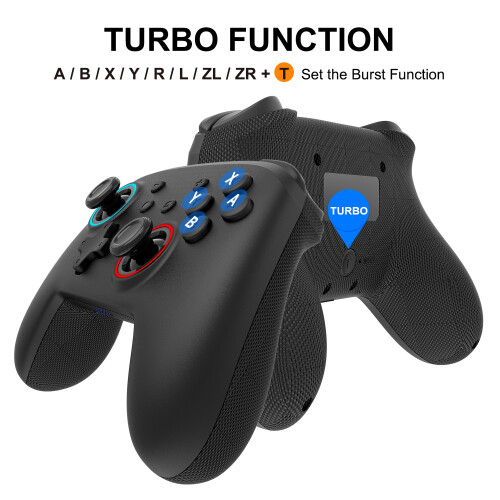 Draadloze Switch-controller, Switch Pro-controller voor Nintendo Switch/Lite/OLED-controller, gamingcontroller met Hall-effect-joysticks (zwart) 2