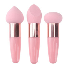 3 stuks make-up spons wigvormige sponzen met handvat cosmetische puff beauty spons stick-roze