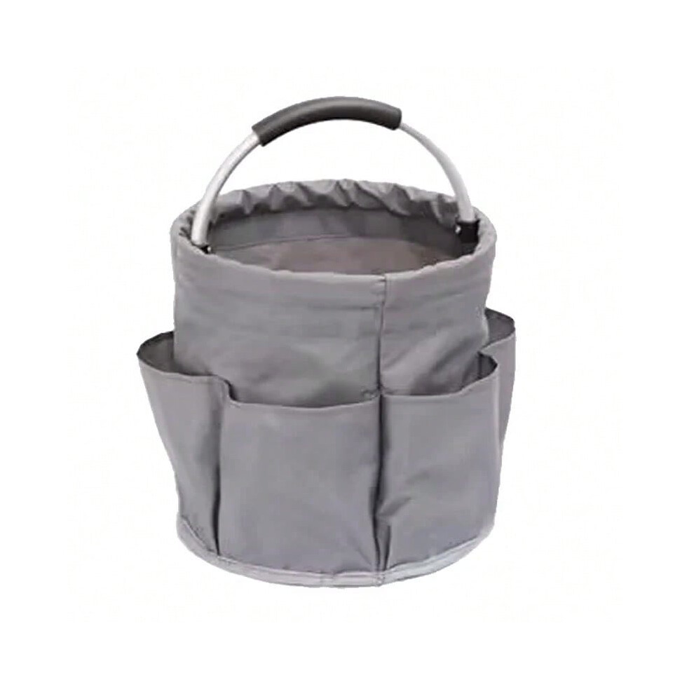 (Gray) 17L Large Storage Organiser Bag Folding Basket Picnic Tote Outdoor Cleaning Caddy with Handle Tool Bag Cleaning Supplies