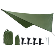 Hangmat regenhoes waterdicht en lichtgewicht, tentzeil voor kamperen, backpacken en wandelen - 360 * 290 cm militair groen