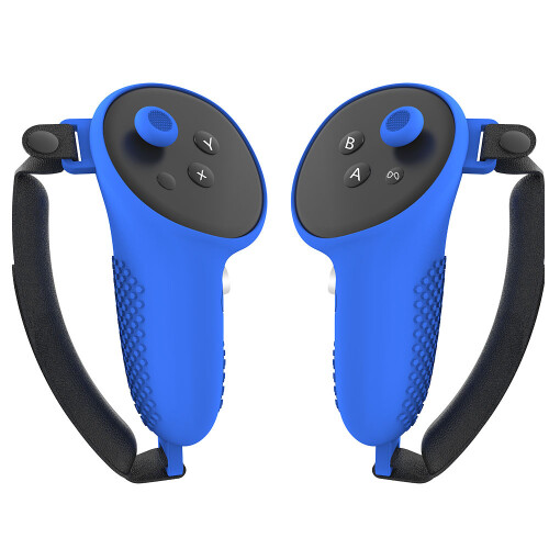 paar siliconen antislip controller grips voor Meta Quest 3 VR (blauw)