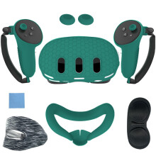 7-delige accessoireset siliconen beschermhoes voor Meta Quest 3 (paars)