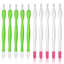 10 stuks roestvrijstalen nagelriemtrimmer, kunststof handvat en siliconen uiteinde voor nagelkunst