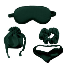 Slaapmasker, zacht slaapmasker voor de nacht voor vrouwen, oogmasker met satijnen haarelastiekjes en haarband, huwelijkscadeau - groen