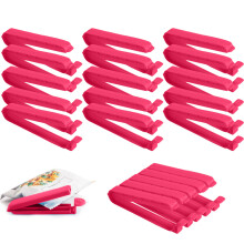 Kunststof sluitclips voor voedsel- en snackzakken, 10 x 1,1 x 1,5 cm, vershoudklemmen (20 stuks) - rood