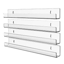 4pcs Acrylic Clear Floating Bookshelf,invisible Bookshelf,modern Display Toy Organizer Record Rack