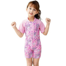 (3-4 Years, Pink) Kids Girl Short Sleeve Unicorn Swimwear Swimsuit One-piece Summer Beachwear