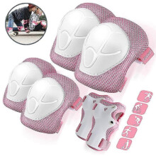(Pink) Kids Knee Pads Elbow Pads Guards For Skating Cycling Bike Rollerblading Scooter, Kids Protective Gear For 3-8 Years Old Boys And Girls