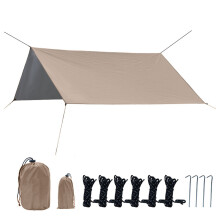 Vedenpitävä retkipressu, teltan jalanjälki reppureissaukseen - 300 * 300 cm Khaki
