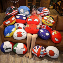 (40cm pillow,UK)10-50cm Country Ball Toys Plush Polandball Hand Warmer Pillow Countryball Ussr Usa France Russia Uk Japan Germany Italy Decor