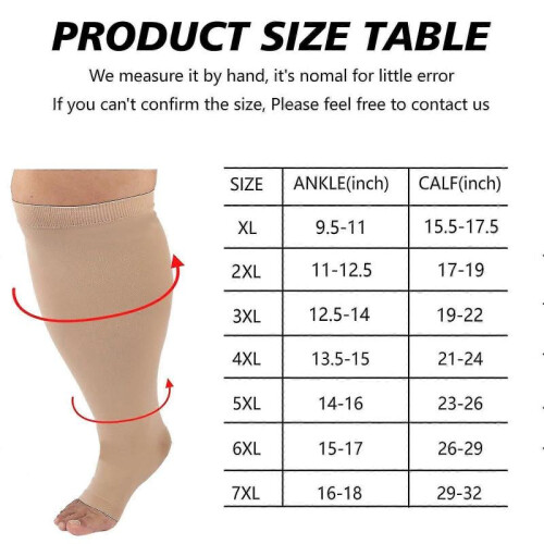 (L) Compression Sock For Men Women, Plus Size Compression Socks Wide Calf, High Knee Flight Socks Medical Compression 1