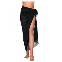 (Black) Women's Beach Sarong Pareo Chiffon Bikini Wrap Skirt Cover Up For Swimwear