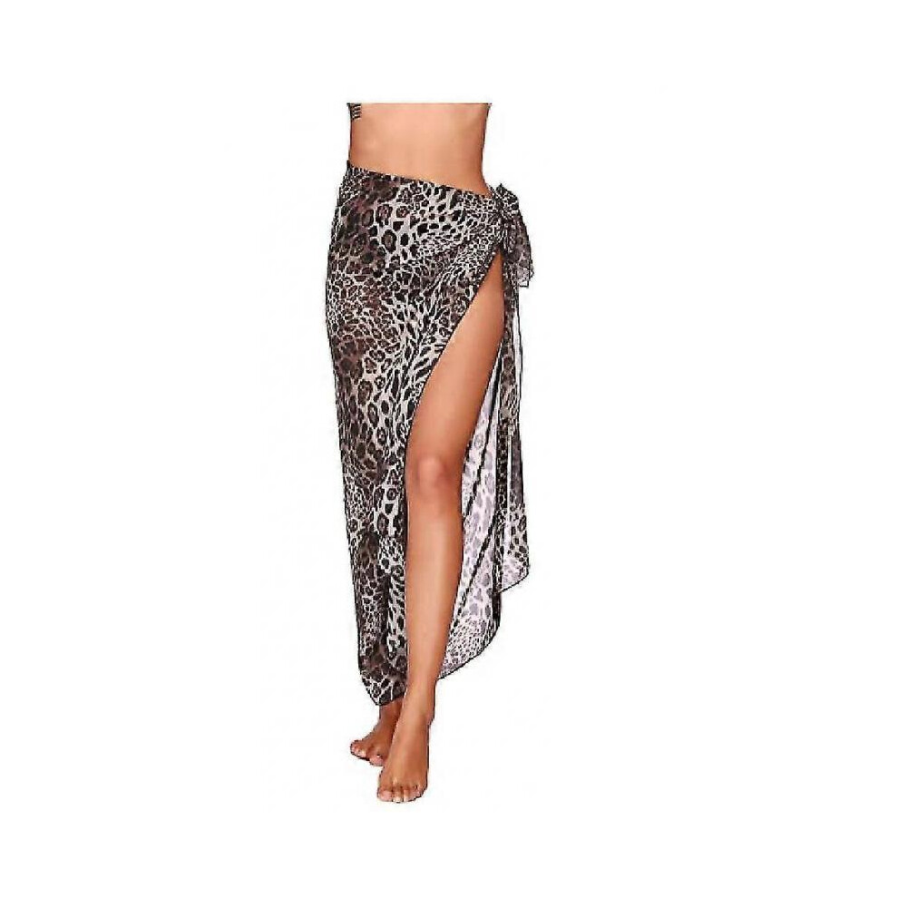(Leopard print)Women's Beach Sarong Pareo Chiffon Bikini Wrap Skirt Cover Up For Swimwear