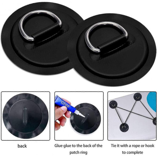 6 Pack Stainless Steel D-ring Patch for Inflatable Boat Kayak Dinghy Sup 2