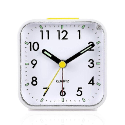 (White) Alarm Clocks Bedside Battery Powered Silent Alarm Clock Non Ticking