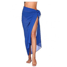 (Blue) Women's Beach Sarong Pareo Chiffon Bikini Wrap Skirt Cover Up For Swimwear