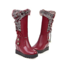 (EU36, Red) Woman Ankle Boots Short Boots Winter Boots Winter Shoes Fur Boots Snow Boots