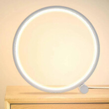 (White) Led Bedside Lamp Touch Ring Table Lamp Dimmable,3 Colors Dimmable 10 Brightness,metalwhite