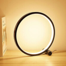 (Black) Led Bedside Lamp Touch Ring Table Lamp Dimmable,3 Colors Dimmable 10 Brightness,metalwhite
