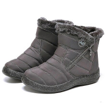 (43, Gray) Winter Lightweight Thick Fur Ankle Waterproof 11cm Heel Boots For Women