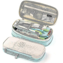 (Cyan) Large Capacity Pencil Case Large Capacity Storage Bag Storage Box