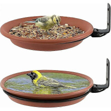 2 PCS Bird Waterer, Outdoor Bird Feeder And Bird Bath, Balcony Bird Waterer, Wild Bird Food Dispenser, Bird Bath, (Brown) Zekai