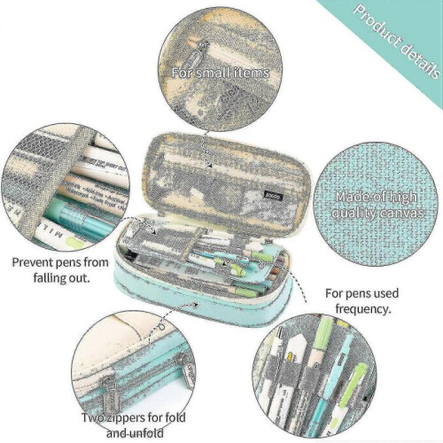 (Cyan) Large Capacity Pencil Case Large Capacity Storage Bag Storage Box 1