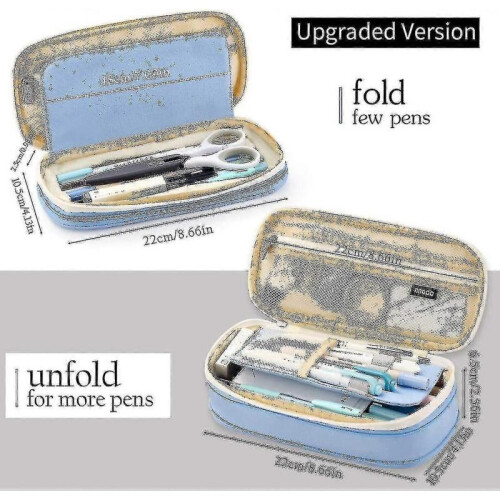 (Light Blue) Large Capacity Pencil Case Large Capacity Storage Bag Storage Box 1