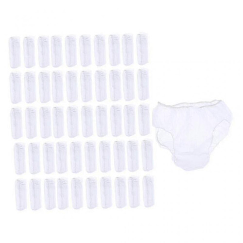 (White) 50x Disposable Underpants Disposable Underwear Disposable Briefs Disposable Zekai 2