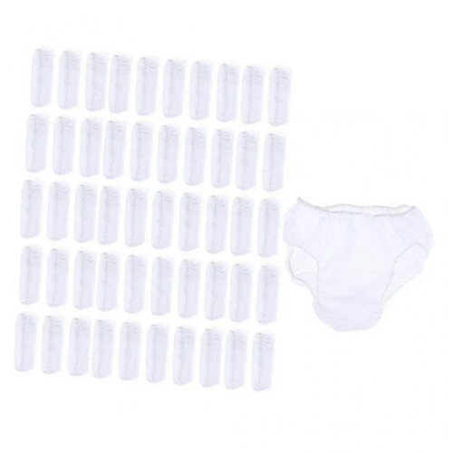 (White) 50x Disposable Underpants Disposable Underwear Disposable Briefs Disposable Zekai